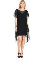 ADRIANNA PAPELL Womens Black Overlay Above The Knee Evening Sheath Dress XS