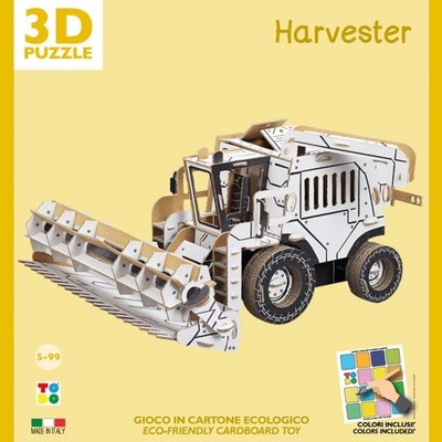 3D Karton Mähdrescher Puzzle zum Zusammenbauen und Bemalen