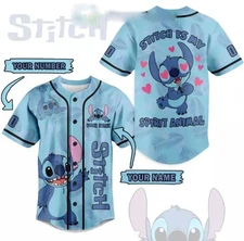 Personalized Stitch Is My Spirit Animal 3D BASEBALL JERSEY SHIRT US Size
