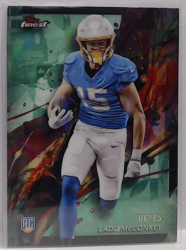 2024 TOPPS FINEST LADD MCCONKEY ROOKIE GREEN REFRACTOR /75 #86 CHARGERS MSK
