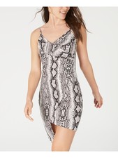 CRAVE FAME Womens Ruffled Spaghetti Strap V Neck Mini Cocktail Body Con Dress