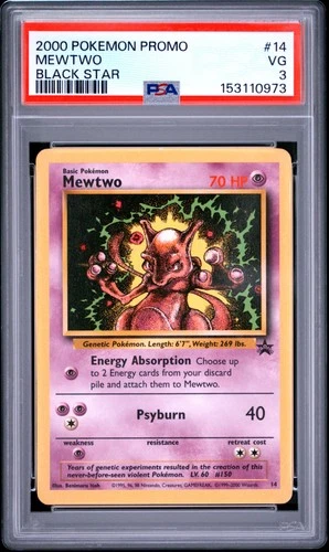 2000 POKEMON PROMO BLACK STAR #14 MEWTWO PSA 3