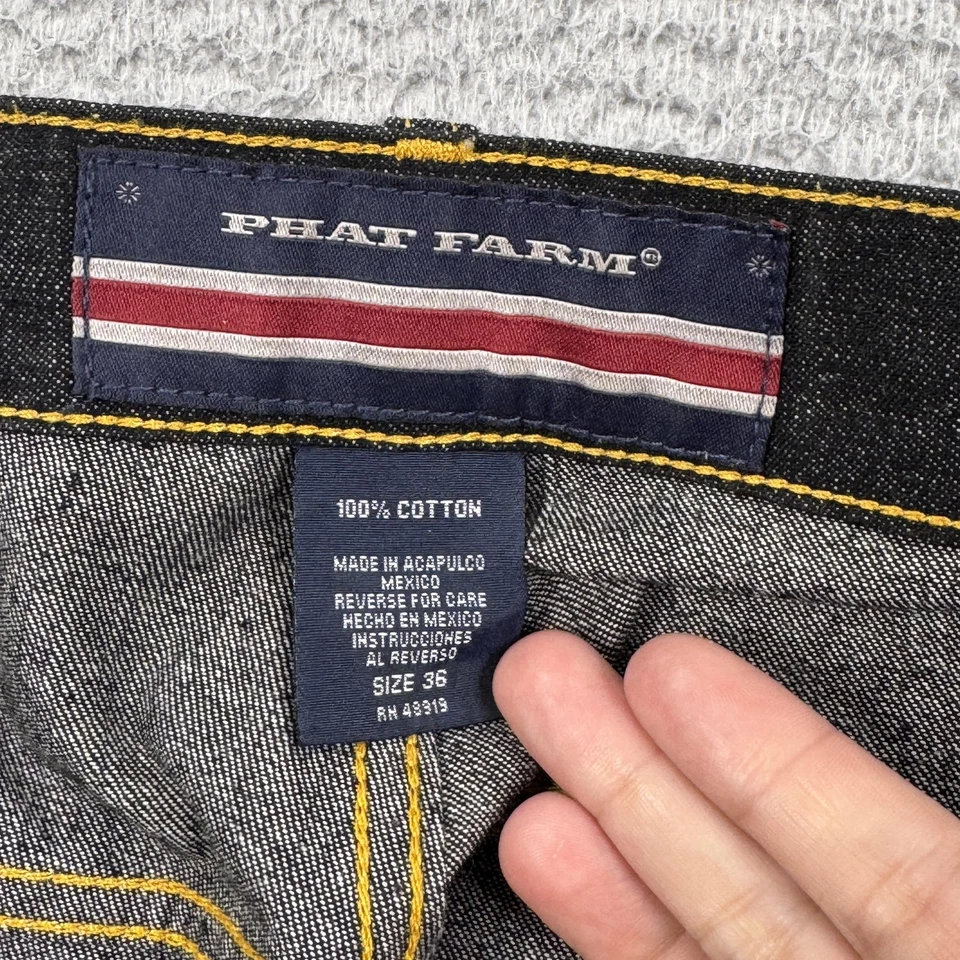 Pantalones Cortos De Colección Phat Farm Para Hombres 36 Negros Denim Carpintero Sueltos Y2K Streetwear Foto 3 de 4