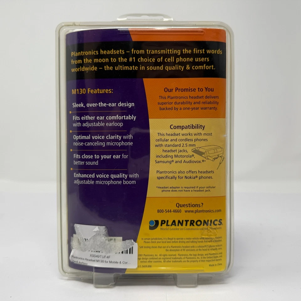 Plantronics M130 Cellular Cordless Headset Noise Canceling Microphone NEW - Image 3 of 4