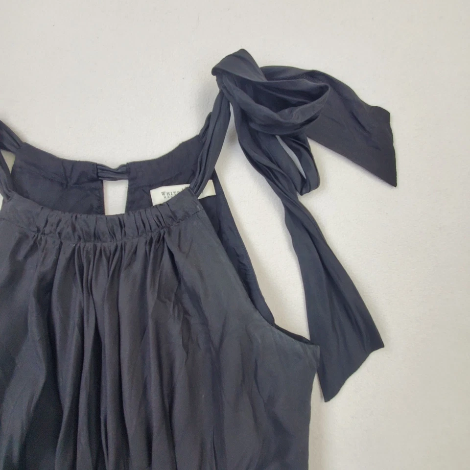 Vestido Casa Blanca Mercado Negro Sin Mangas Seda Negro Talla 0 Pajarita Hombro Foto 3 de 4