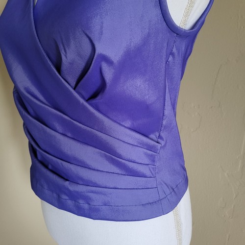 Tadashi Purple Wide Collar Halter Top Women's 10 Zip Back Sleeveless Stretchy - Picture 7 of 9