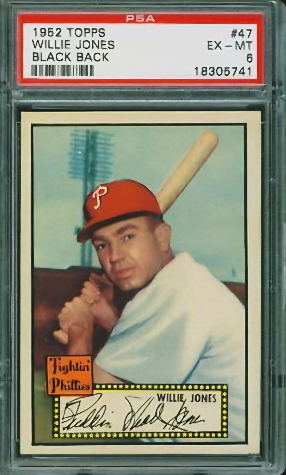 1952 Topps Willie Jones Black Back 47 PSA 6