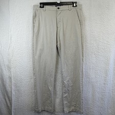 Chaps Pants Mens 34x32 Beige Straight Leg Stretch Chino Flat Front Casual
