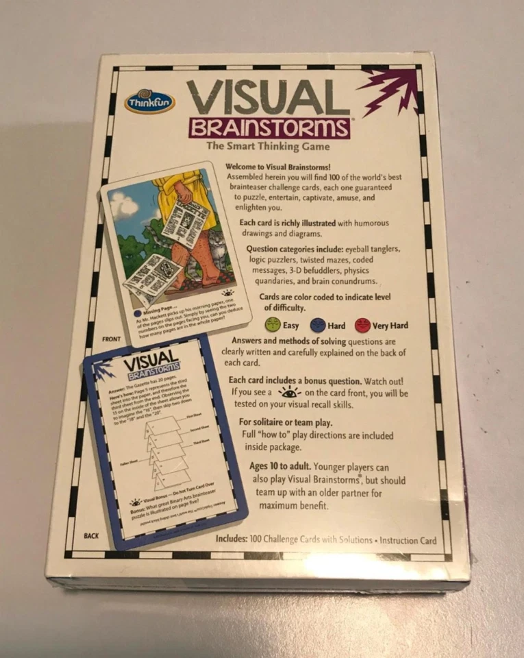¡NUEVO! Visual Brainstorms Game The Smart Thinking Game 100 Challenges Think Fun Foto 2 de 3