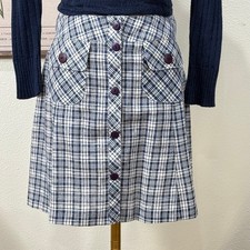 Vtg 90s Y2k Plaid Pockets Button Up Mini Skirt Academia Heritage Preppy Prep XS