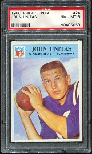 1966 Philadelphia #24 John Unitas PSA 8 Baltimore Colts HOF Univ. of Louisville