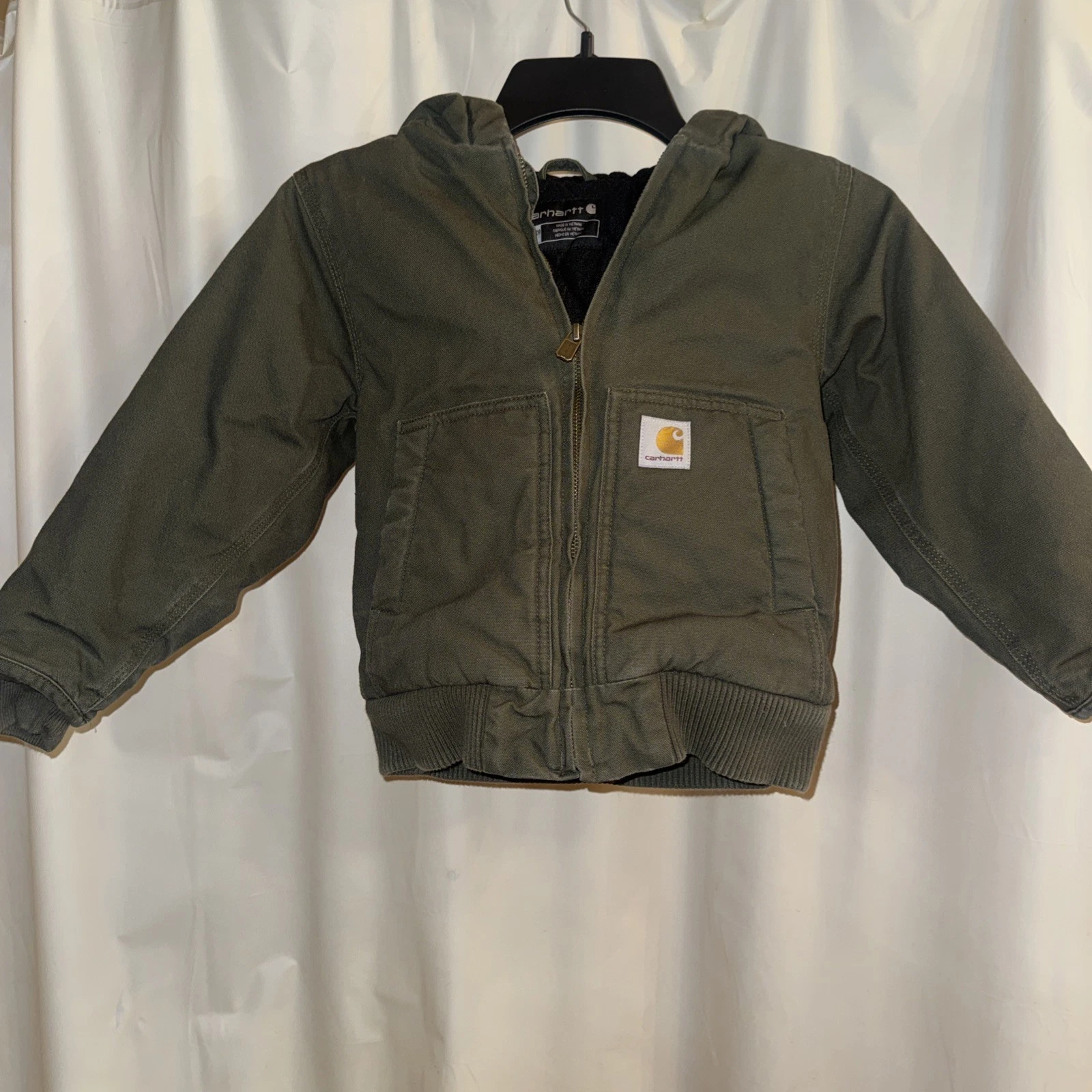 Carhartt Boys Size XXS (4-5) Winter Jacket, Green, Hooded, Quilted Lining