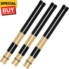3 Pair 16 Inch Bamboo Hot Rods Drumsticks, 5A Jazz Drum Sticks Constructed of 19