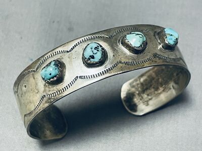UNFORGETTABLE VINTAGE NAVAJO TURQUOISE STERLING SILVER BRACELET | eBay