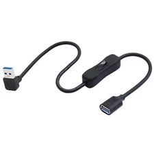 90 Degree USB 3.0 Switch Extension Cable USB Male to Female Cord with On/Off ...