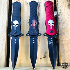 DARK SIDE BLADES Skull Spartan Tactical Spring Assisted OPEN Pocket Knife Blade