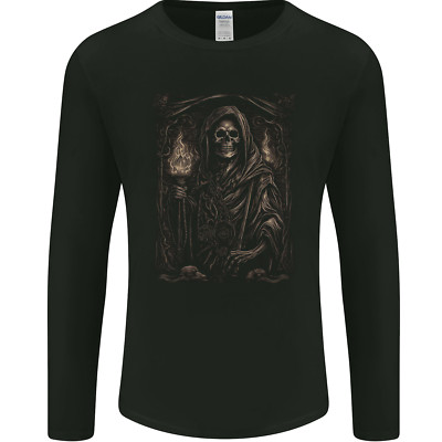 Gothic Grim Reaper Goth Heavy Metal Skull 10 Herren Langarm Maglietta