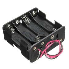 8-AA Battery Case Holder Spring Clip Plastic Box Tow Layers Stacked Wires 12V DC