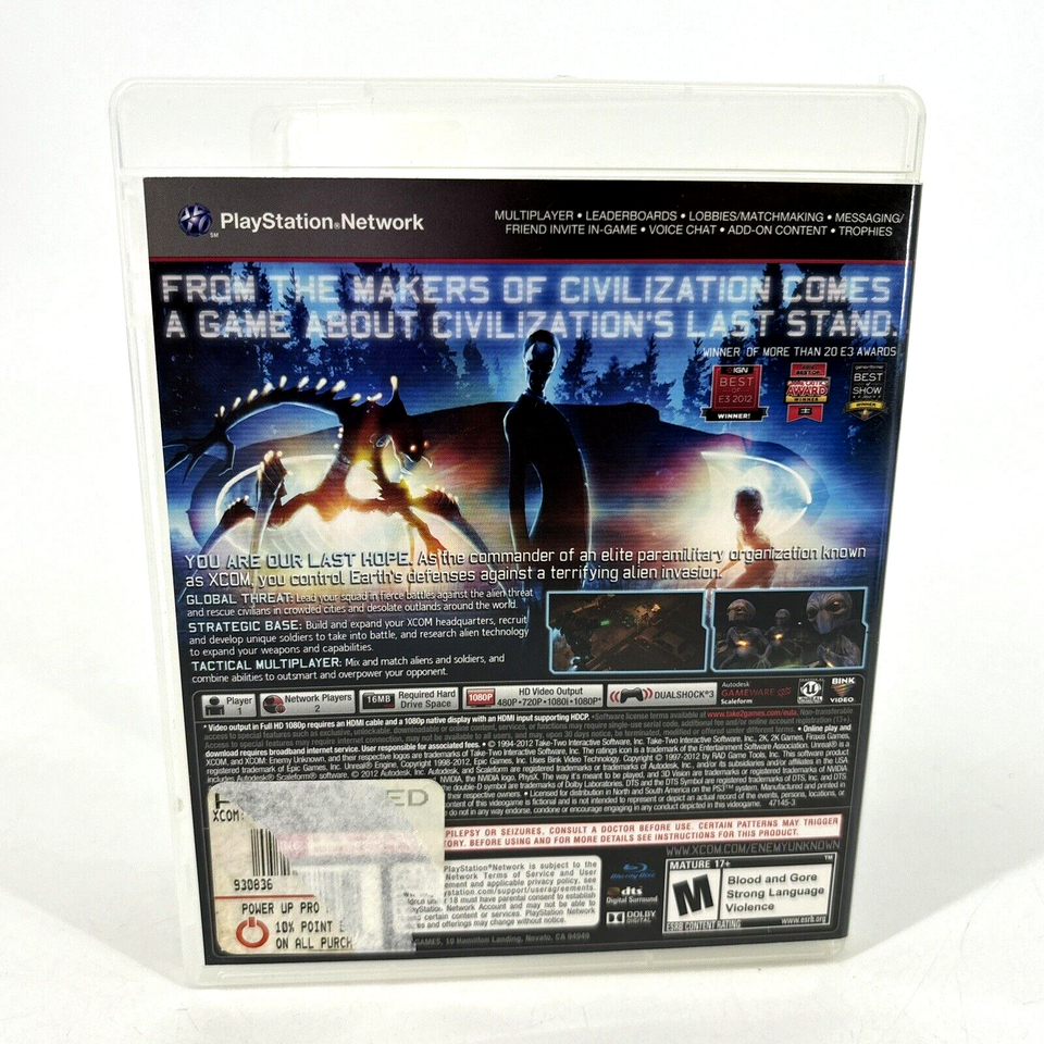 XCOM: Enemy Unknown PlayStation 3 PS3 Game Nice Cdtn Manual, Case Bonus ...