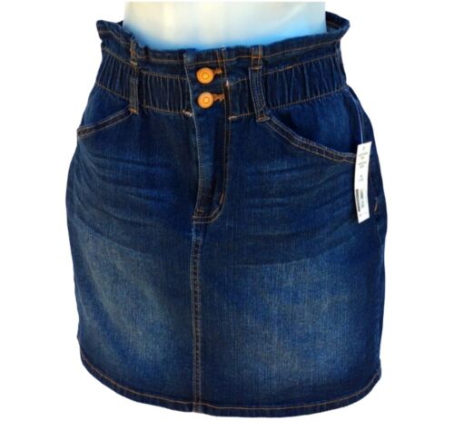 NOBO No Boundaries Woman Junior's Mini Paper Bag Waist Skirt Denim