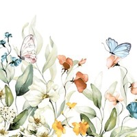 20 Servietten Happy Feeling Blumen Schmetterling Natur Wiese Garten Deko 33X33Cm