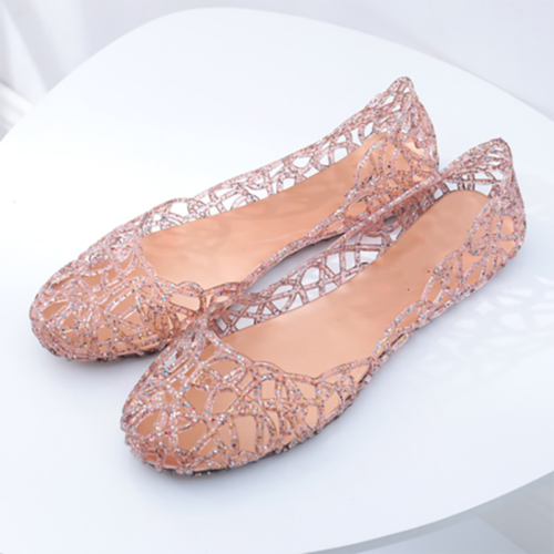 Zapatos de gelatina para mujer Sandalias de playa Damas Sin cordones Verano Pisos Huecos Cristal - Imagen 13 de 19