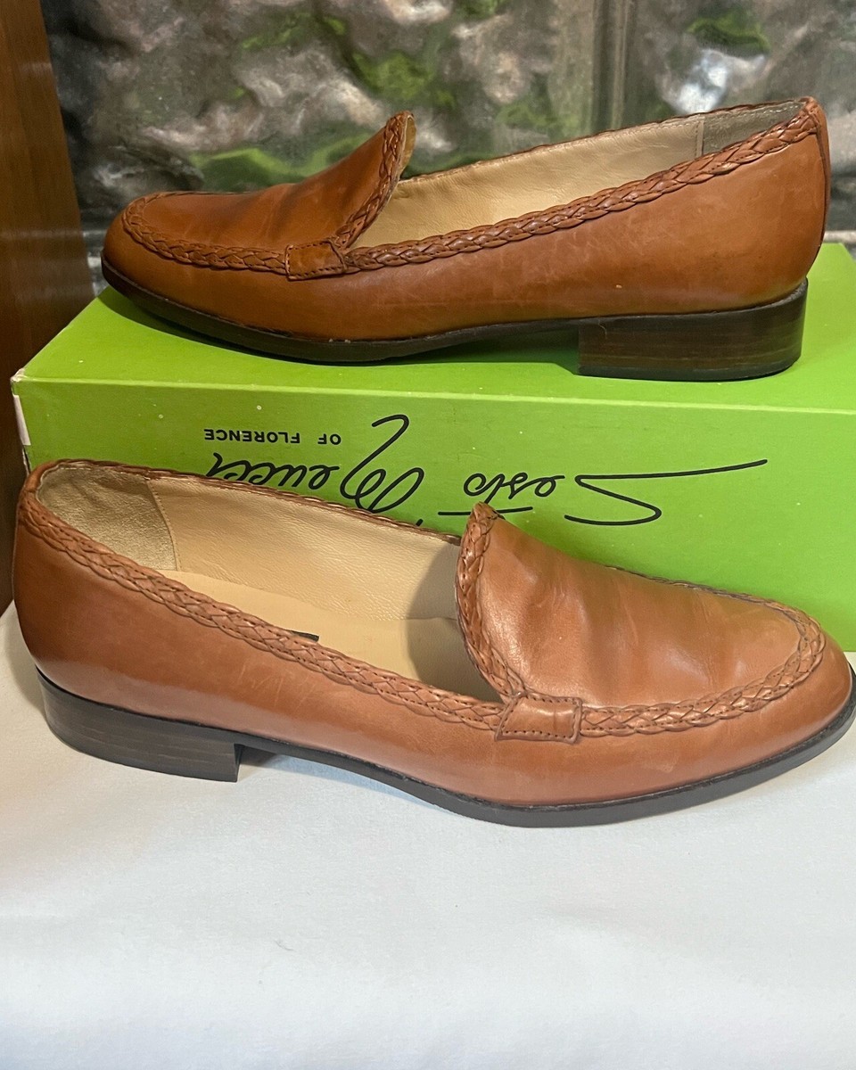 Sesto Meucci Womens 7N Loafers Slip On Dark Tan Leather Made  display picture 3