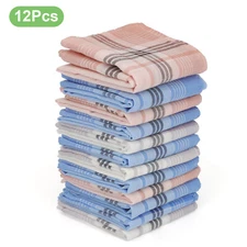 12x Mens Handkerchiefs 100% Polyester Cotton Classic Double Sided Pocket Hankies