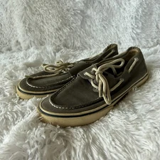 Sperry Top Sider Boat Shoes Mens 8 Gray Cream Slip On Loafer Old Money Preppy