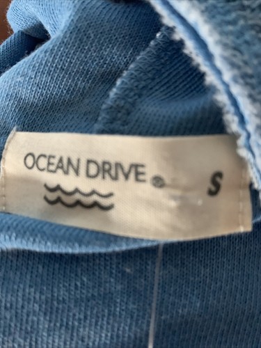 Ocean Drive Women's Size S Hooded Sweatshirt Blue Tie Neck Pockets - 第 7/7 張圖片