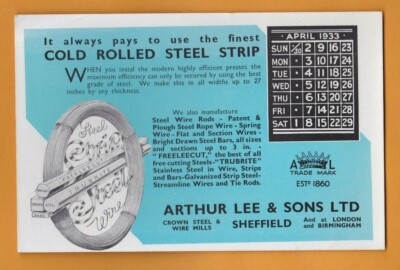 Vintage Werbung Tintenlöscher Kalender - 1933 - Krone Stahl & Draht, Arthur Lee