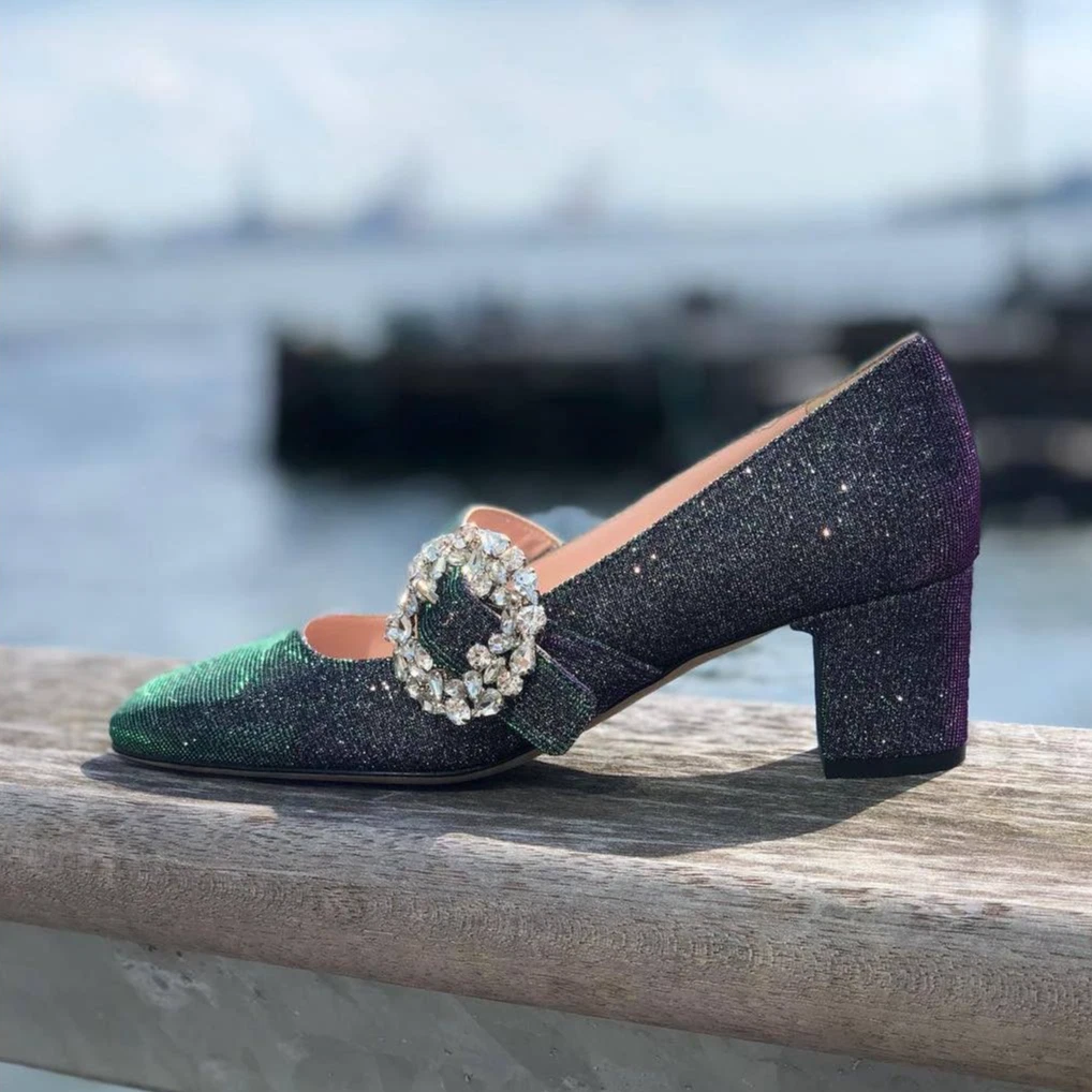 New SJP Sarah Jessica Parker Cosette Bis Mary Jane Pumps Silver
