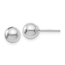 6mm 14K White Gold Polished 6mm Ball Stud Post Earrings 277163