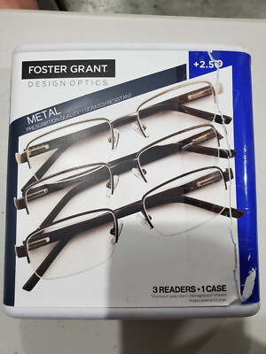 Design Optics Foster Grant Lyden Semi-Rimless Reading 3 Pack- Glasses +2.50