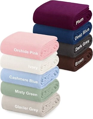 Crover All Season Thermal Waffle Cotton Blanket With Deep Plain Edge Border