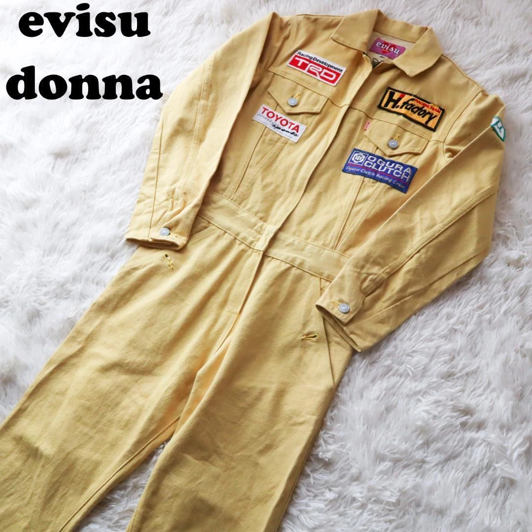 Evisu Donna Coverall All In One Overalls Fudenim Yellow Patch Boot