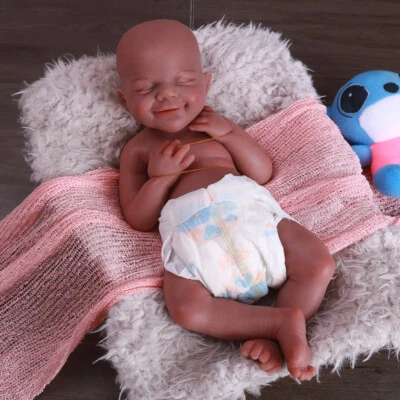 COMONDWEI 18.5" Newborn Girl Reborn Baby Dolls Full Body Silicone Doll Playsets(Brown Skin