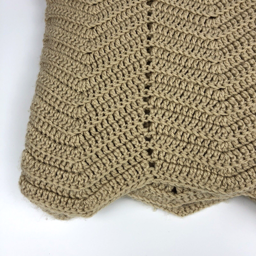 Sciarpa letto vintage all'uncinetto a mano afgano beige chevron bordi smerlati 62 x 26 runner - Foto 4 di 6