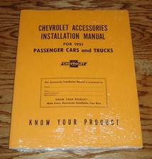 1951 Chevrolet Car Truck Accessories Installation Manual 51 Chevy