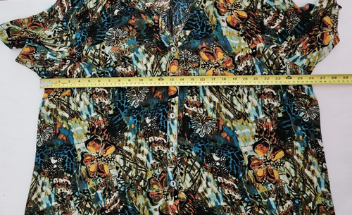 Roamans Womens Size 28W Tunic Top Blouse Short Sleeve V-Neck Floral Multicolor - Picture 7 of 8