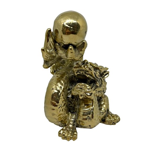 Dragon Bead in Paw Emperor Zodiac Symbol Lucky Feng Shui Brass Animal Statue #4 - Picture 4 of 14