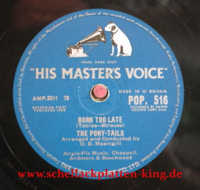 The Pony-Tails 78 RPM / Born Too Late & Come On Joey Dance With Me (24-1119)