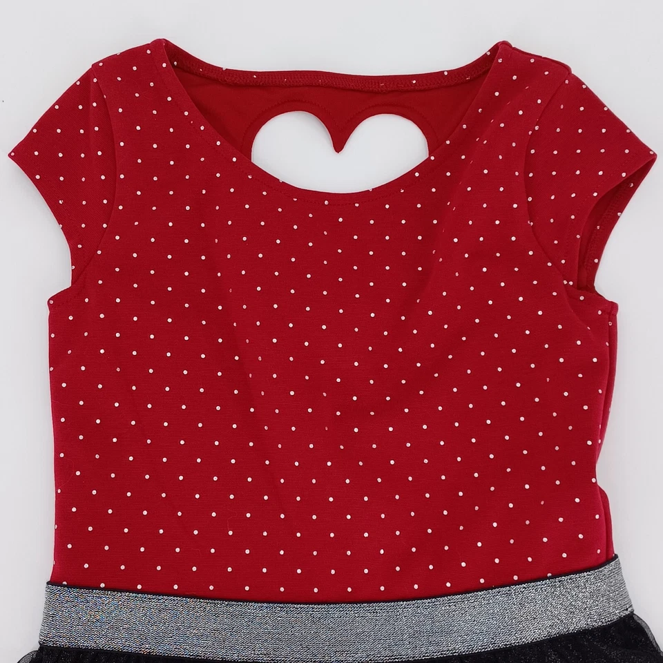 Vestido Sally Miller Meninas Tamanho G 10/12 Vermelho Feriado Coração Recorte Brilhante Fit & Flare - Imagem 3 de 4