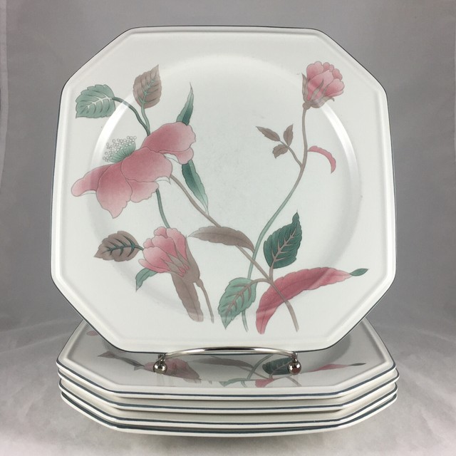 Mikasa Salad Plates 83/8" Octagonal Continental Silk Flowers F3003 5