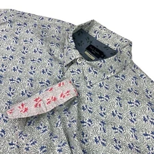 Paul Smith Men’s 100% Cotton Slim Fit L/S Button Shirt Blue Floral • Medium