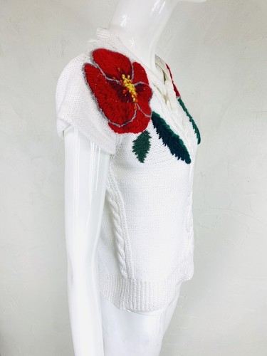 SPENCER VLADIMIR Handknit Cotton NYC Cable Flower Avant Garde Sweater Top, xs/s - Picture 5 of 12
