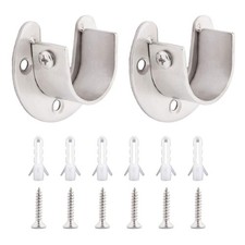 Stainless Steel Closet Rod Holder, Shower Curtain Rod Sockets Rod Flange Shel...