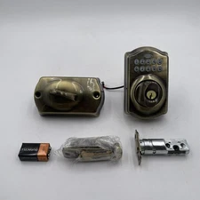 Schlage BE365 CAM 609 Camelot Keypad Deadbolt, Electronic Lock, Antique Brass