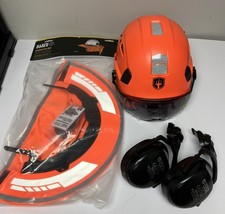 Hard Hat Safety Helmet with Visor and Ear Muffs Men Women Orange  Sombrero NEW