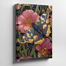 Butterfly Canvas Wall Art Print Floral Nature Botanical Decor For Living Room